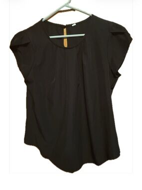 Source Unknown Black Short-Sleeve Scoop Neck Blouse